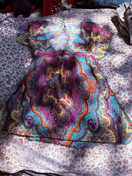 BECCA Other - Becca Paisley Tie Back Swim Sheer Cover Up Size Medium-Large Boho Y2K Hippie